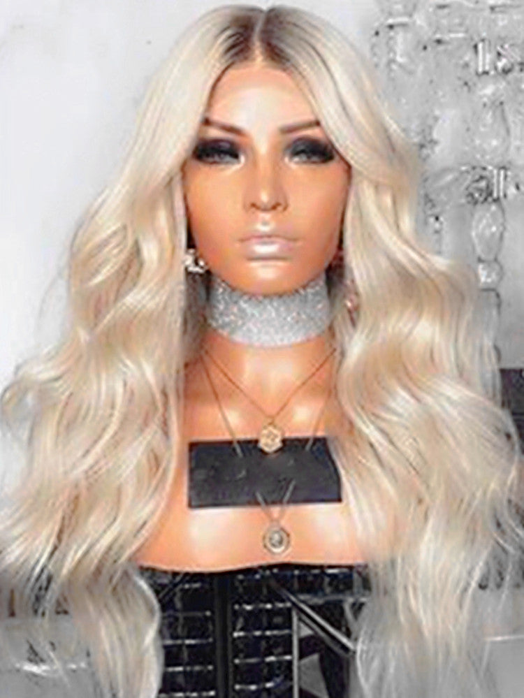European and American blonde long curly wigs European and American blonde long curly wigs